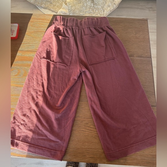 Free People Beach Wide Leg Cropped Sweat Pants - Maroon - Picture 5 of 5
